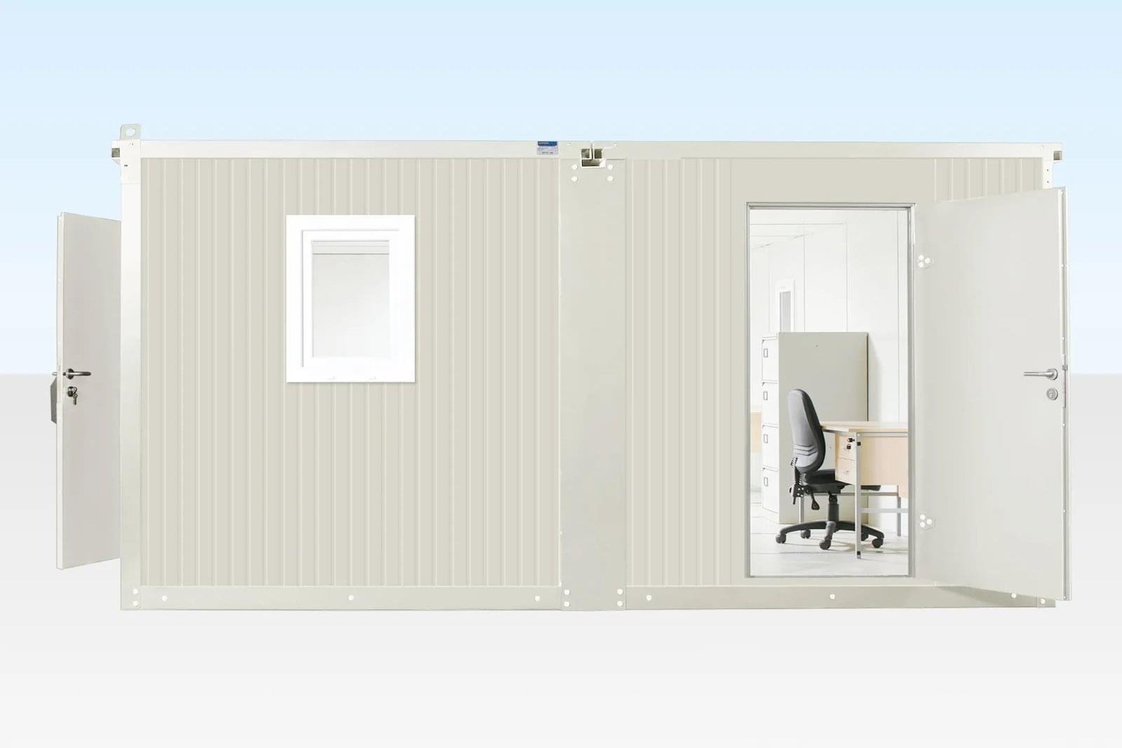 6.5m x 4.6m side linked flat pack office container